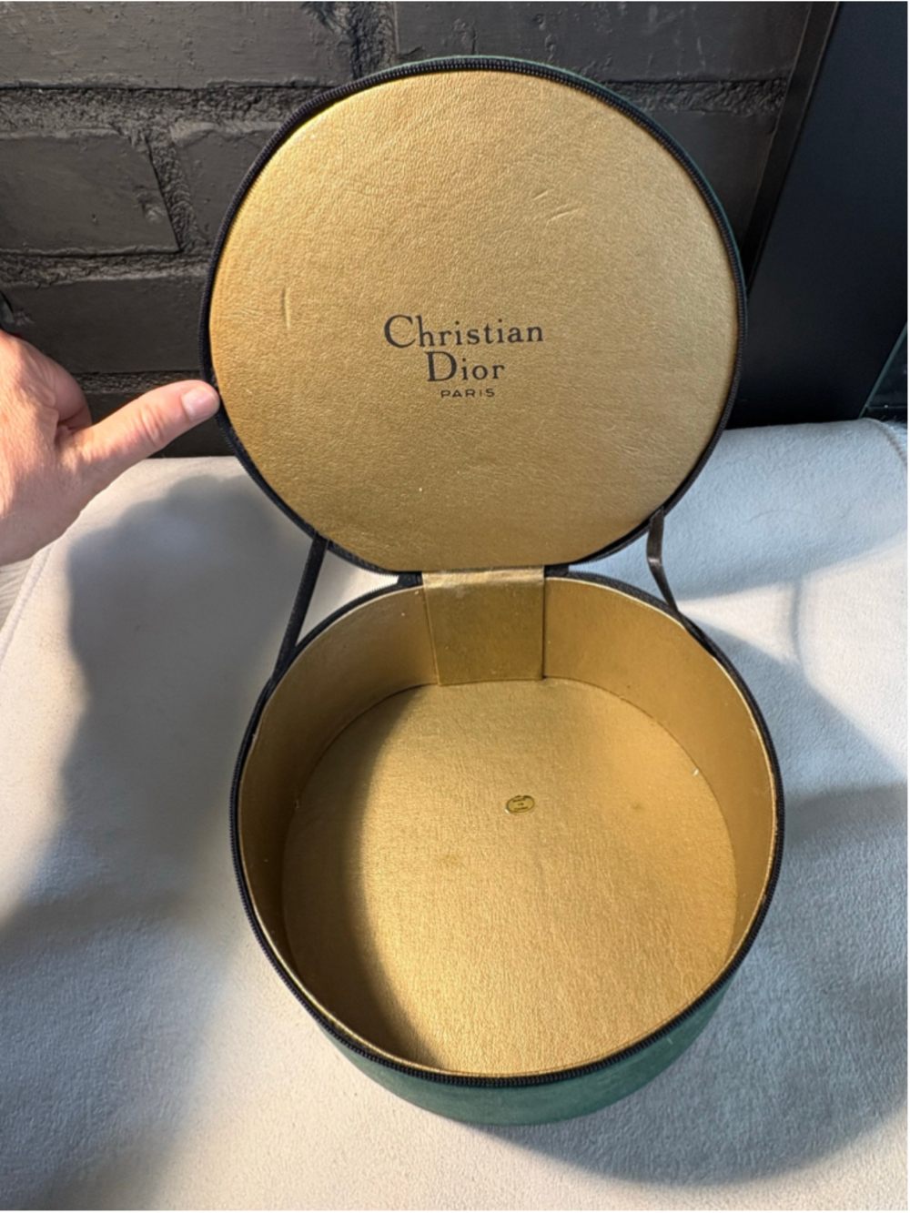 Vintage Women's Christian Dior Cosmetic Case One Size Green Gold